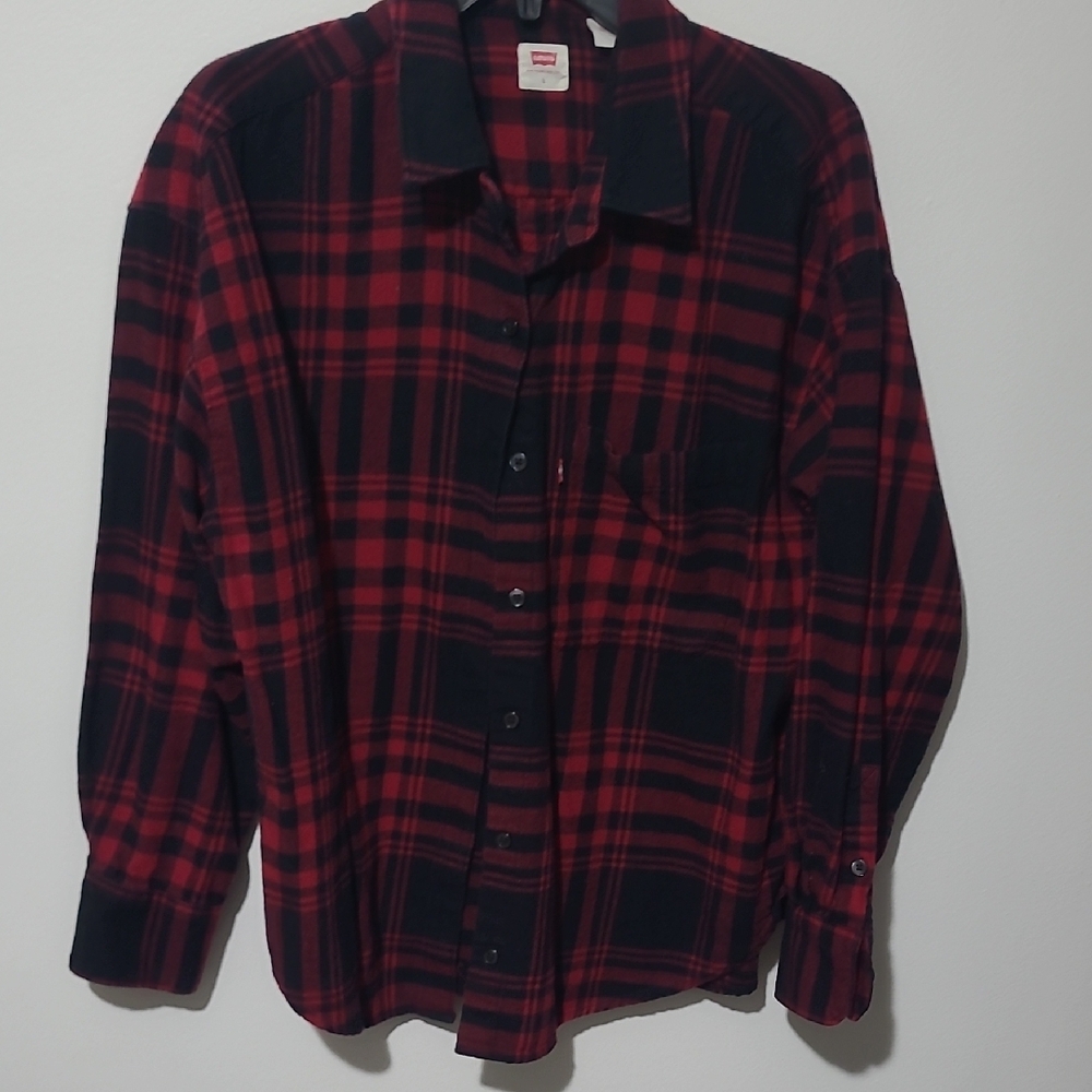 Levi's Red and Black Plaid Button Down Shirt